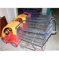 THREE CAR SHOPPING CARTS
