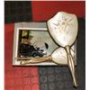 Image 1 : ANTIQUE COMB, MIRROR AND BRUSH WITH SHADOW BOX