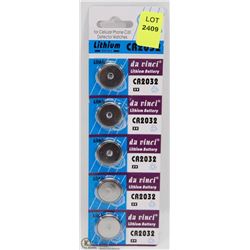 PACK OF 5 LITHIUM 3V 2032 BATTERIES