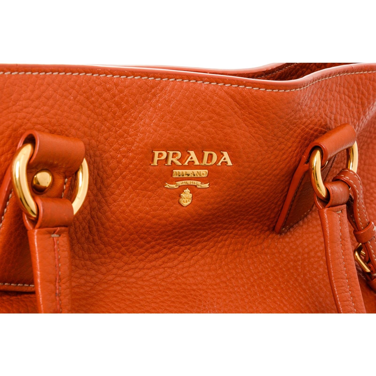prada orange leather bag