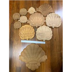 Wood Shell Carvings: 11 Shell Carvings, Various Sizes from Various Woods