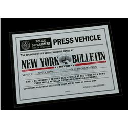Lot # 129: Small New York Bulletin Laminated Press Vehicle Pass
