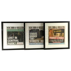 Lot # 313: Karen Page's Set of Three Framed New York Bulletin Newspapers