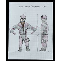 Lot # 373: Hand-Drawn Daredevil Paper Mache Effigy Design Sketch