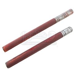 Lot # 374: Benjamin 'Dex' Poindexter's Stunt Separated Foam Rubber Billy Clubs