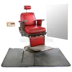Lot # 455: Pop's Barber Shop Chair and Accessories