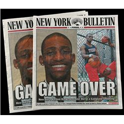 Lot # 472: Two 'Game Over' New York Bulletin Newspaper Covers