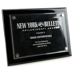 Lot # 747: New York Bulletin Philanthropy Award
