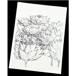 Lot # 834: Mary Walker's Flower Drawing