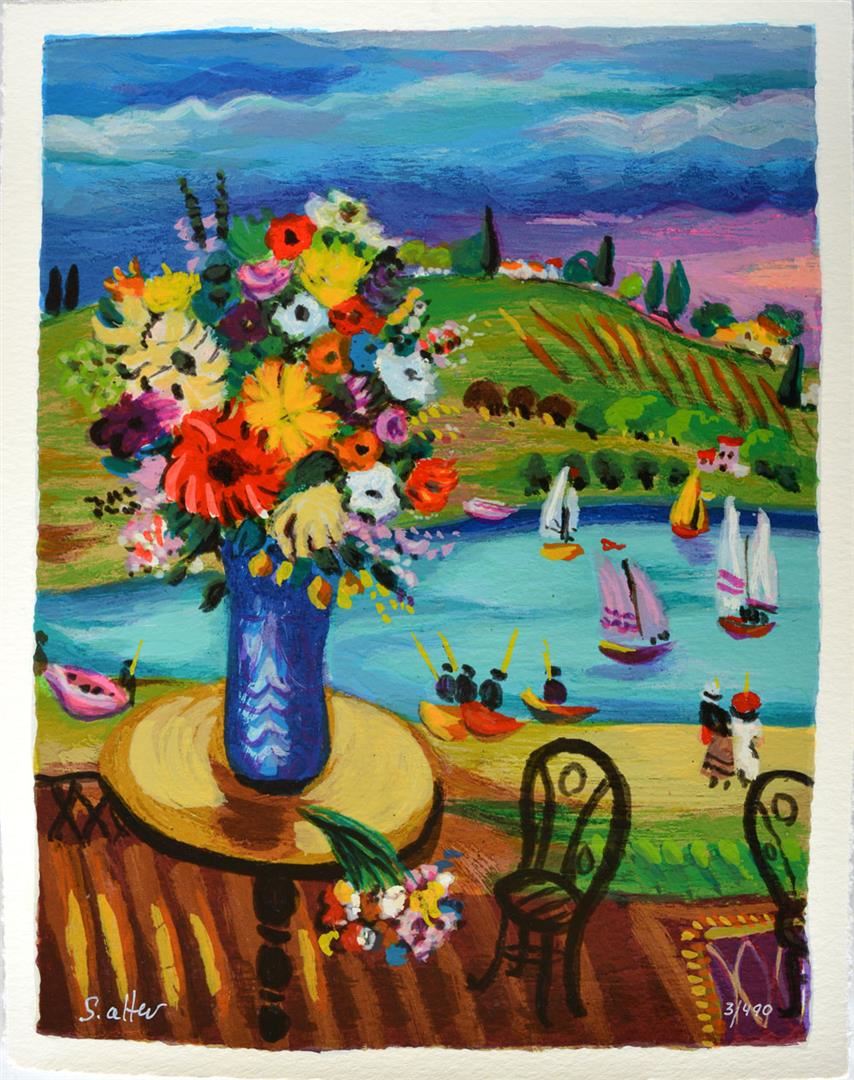 original Serigraph /" Flowers/" Shlomo Alter