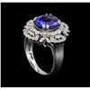 Image 4 : 3.76 ctw Tanzanite and Diamond Ring - 14KT White Gold