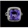 Image 2 : 8.90 ctw Tanzanite and Diamond Ring - 14KT White Gold