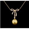 Image 1 : Pearl and Diamond Necklace - 18KT Yellow Gold