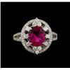 Image 2 : 2.20 ctw Rubellite and Diamond Ring - 18KT White Gold