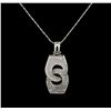 Image 2 : 14KT White Gold 0.83 ctw Diamond Pendant With Chain