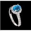 Image 4 : 2.34 ctw Blue Zircon and Diamond Ring - 14KT White Gold