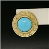 Image 3 : 14k Yellow Gold Round Bezel Set Turquoise Button Earrings