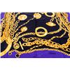 Image 3 : Celine Blue Purple Gold Silk Scarf Chain-Link Belt Illustrations