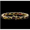 Image 2 : 25.05 ctw Tourmaline and Diamond Bracelet - 14KT Yellow Gold