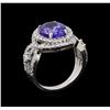Image 4 : 4.45 ctw Tanzanite and Diamond Ring - 14KT White Gold