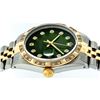 Image 7 : Rolex Mens 2 Tone 14K Green Vignette Pyramid Diamond 36MM Datejust Wristwatch