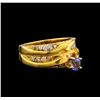 Image 1 : 0.45 ctw Tanzanite and Diamond Ring - 18KT Yellow Gold