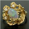 Image 2 : 14K Yellow Gold 1.59 ctw Cabochon Opal & Diamond Textured Cocktail Ring