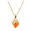 Image 2 : 2.40 ctw Mexican Opal and Diamond Pendant with Chain - 14KT Yellow Gold