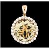 Image 1 : 23.21 ctw Lemon Quartz and Diamond Pendant - 14KT Rose Gold