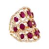 Image 1 : 3.90 ctw Ruby and Diamond Ring - 14KT Rose Gold