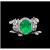 Image 2 : 3.96 ctw Emerald and Diamond Ring - 18KT White Gold