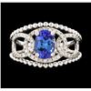 Image 2 : 1.38 ctw Tanzanite and Diamond Ring - 14KT White Gold