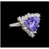 Image 1 : 14KT White Gold 3.67 ctw Tanzanite and Diamond Ring