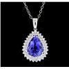 Image 2 : 10.79 ctw Tanzanite and Diamond Pendant With Chain - 14KT White Gold