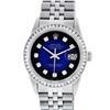 Image 2 : Rolex Mens Stainless Steel Blue Vignette Princess Cut Diamond Datejust Wristwatc