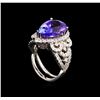 Image 4 : 6.82 ctw Tanzanite and Diamond Ring - 14KT White Gold