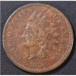 1872 INDIAN CENT VF POROUS, KEY DATE