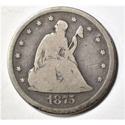 1875-CC TWENTY CENT PIECE, FINE