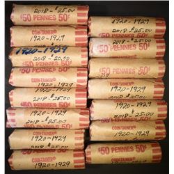 15-ROLLS MIXED DATE CIRC LINCOLN CENTS 1920-29