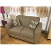 Image 2 : MODELLED GREY FABRIC 3 SEAT SOFA & LOVESEAT WITH 4 THROW PILLOWS