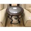 Image 1 : ASHLEY SIGNATURE 23" ROUND DISTRESSED WOOD & METAL END TABLE