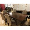Image 1 : ASHLEY SIGNATURE 8 PCS DARK WOOD LEAF LEG DINING TABLE SET INCLUDING: TABLE, LEAF, 6 FABRIC