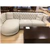 Image 2 : CREAM STUDDED FABRIC 3 SEAT LOUNGE SOFA