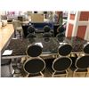 Image 2 : BLACK AND CHROME MARBLE TOP 9 PCS DINING TABLE SET INCLUDING: 8 MODERN BLACK LEATHER SIDE CHAIRS