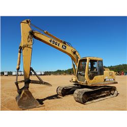 JOHN DEERE 490E HYDRUALIC EXCAVATOR, VIN/SN:026168 - 9' - 6" STICK, 48" BUCKET, THUMB, CAB, METER RE