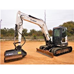 2012 BOBCAT E80-A HYDRAULIC EXCAVATOR, VIN/SN:AETB12589 - 7' - 4" STICK, BOBCAT 40MR BRUSH CUTTER, A