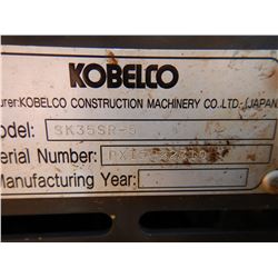 2013 KOBELCO SK35SR-5 VIN/SN:PX15-22310 - 4' 4