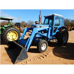 FORD 7710 FARM TRACTOR, VIN/SN:JA70Y04 - 3 REMOTES, FORD 777B FRONT LOADER ATTACH, BUCKET, CAB, A/C,