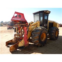 CAT 553 FELLER BUNCHER, VIN/SN:HA19802 - PRENTICE SH-50 SAW HEAD, CAB, A/C, 28L-26 TIRES, METER READ