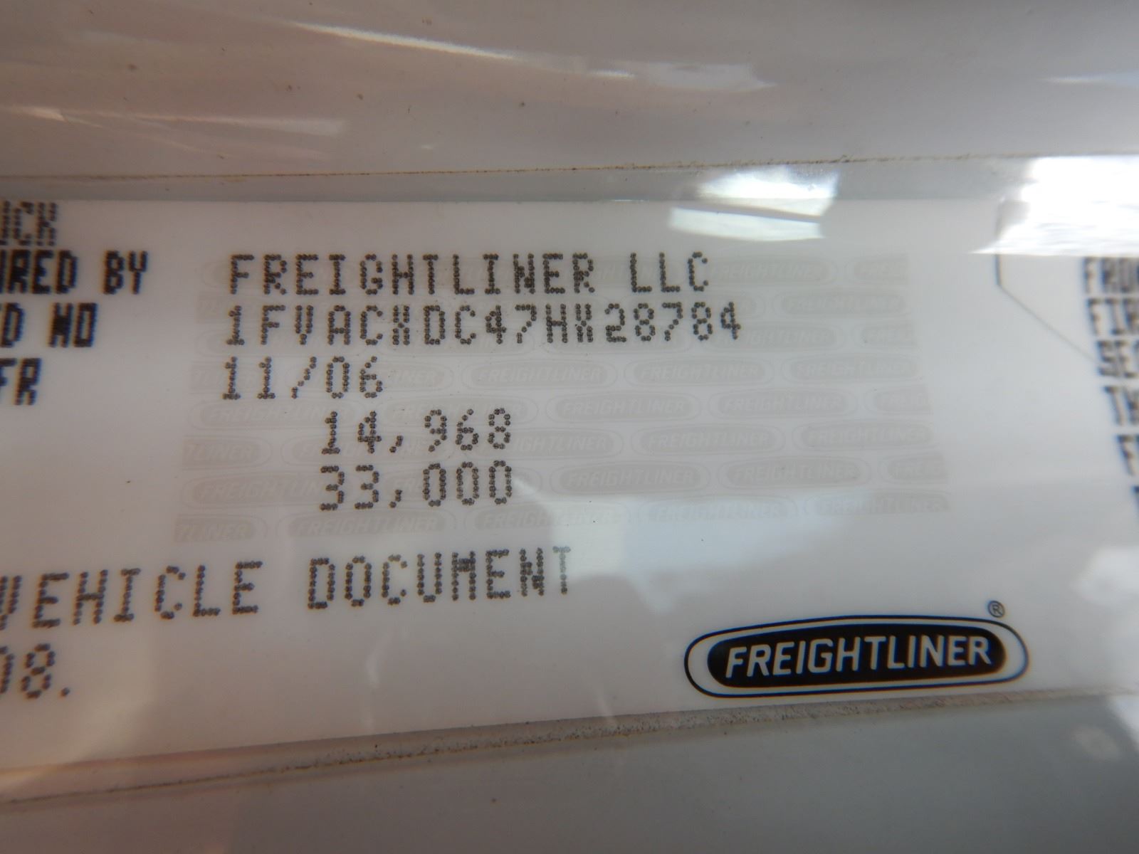 2007 FREIGHTLINER M2 BUCKET TRUCK, VIN/SN1FVACXDC47HX28784 S/A, CAT